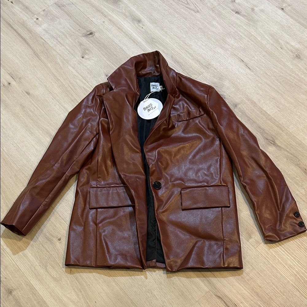 NWT Princess Polly Jocelyn Jacket brown leather jacket